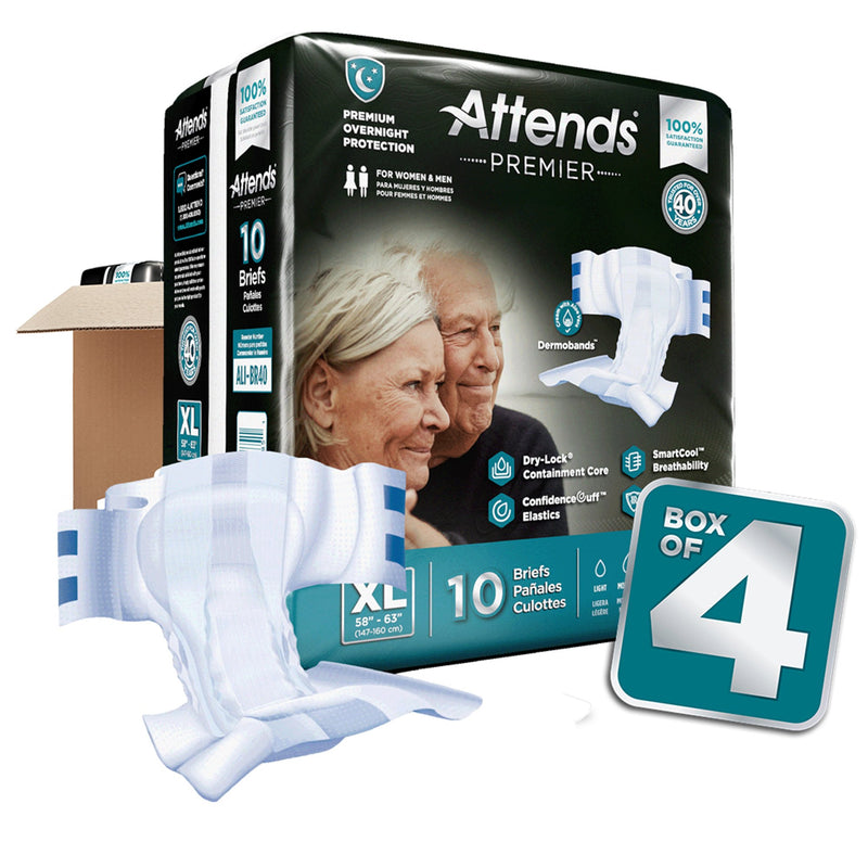 Attends® Premier Unisex Adult Incontinence Brief X-Large Disposable Heavy Absorbency (1128075_CS) 40/CS