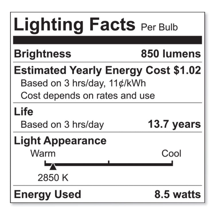 GE Reveal HD+ LED A19 Light Bulb, 8.5 W, 4/Pack (GEL93127795)