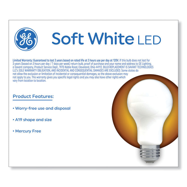 GE Classic LED Non-Dim A19 Light Bulb, 8 W, Soft White, 2/Pack (GEL93105686)