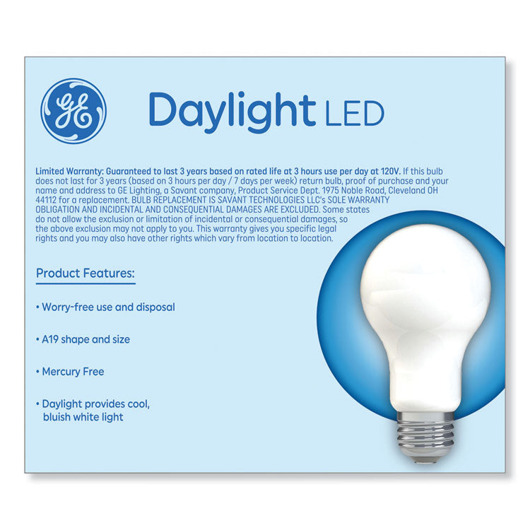 GE Classic LED Non-Dim A19 Light Bulb, 9 W, Daylight, 2/Pack (GEL93109035)