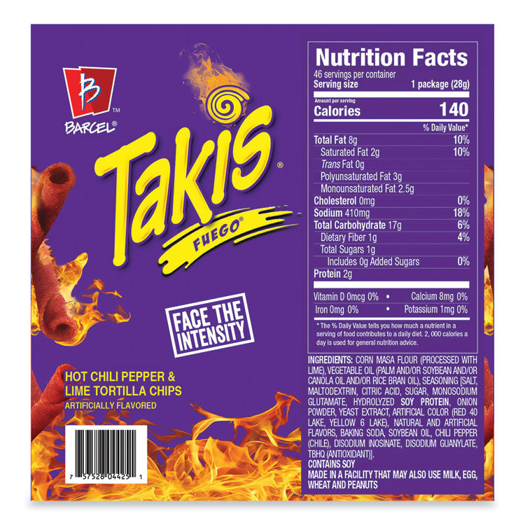 Takis® Fuego, 1 oz Bags, 46 Bags/Carton, Ships in 1-3 Business Days (GRR22002045) Each