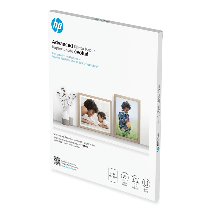 HP Advanced Photo Paper, 10.5 mil, 8 x 10, Glossy White, 25/Pack (HEW6J777A)