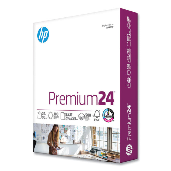 HP Papers Premium24 Paper, 98 Bright, 24 lb Bond Weight, 8.5 x 11, Ultra White, 500/Ream (HEW112400)