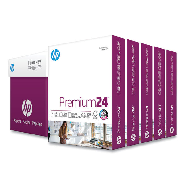 HP Papers Premium24 Paper, 98 Bright, 24 lb Bond Weight, 8.5 x 11, Ultra White, 500 Sheets/Ream, 5 Reams/Carton (HEW115300)