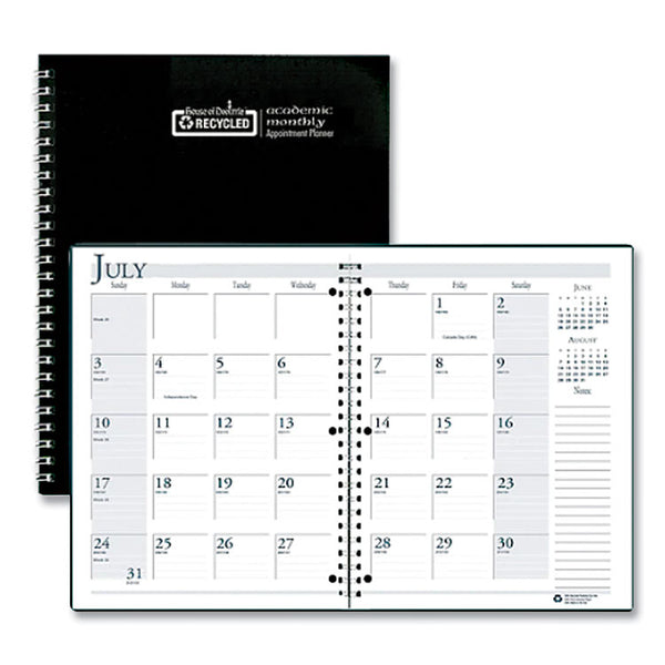 House of Doolittle™ Recycled Three-Hole Punched Wirebound Academic Monthly Planner, 11 x 8.5, Black Cover, 14-Month: July 2025 to Aug 2026 (HOD26302) Each