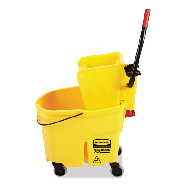 Rubbermaid® Commercial WaveBrake 2.0 Bucket/Wringer Combos, Side-Press, 35 qt, Plastic, Yellow (RCPFG758088YEL)