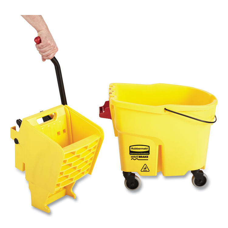 Rubbermaid® Commercial WaveBrake 2.0 Bucket/Wringer Combos, Side-Press, 44 qt, Plastic, Yellow (RCPFG618688YEL) Each