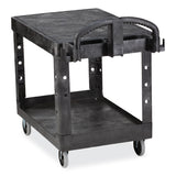 Rubbermaid® Commercial Flat Shelf Utility Cart, Plastic, 2 Shelves, 500 lb Capacity, 19.19" x 37.88" x 33.33", Black (RCP450500BK) Each