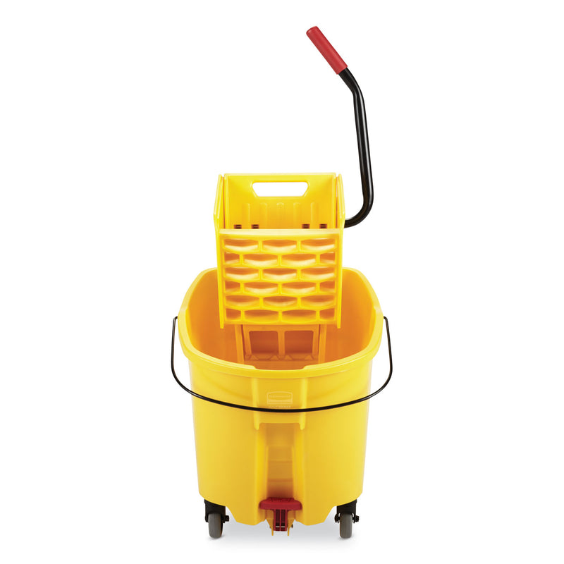Rubbermaid WaveBrake 2.0 Bucket/Wringer Combos, 8.75 gal, Side Press with Drain, Yellow (RCP2031764) Each