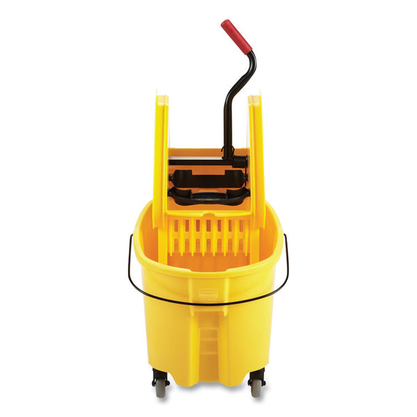 Rubbermaid® Commercial WaveBrake 2.0 Bucket/Wringer Combos, Down-Press, 35 qt, Plastic, Yellow (RCPFG757788YEL)