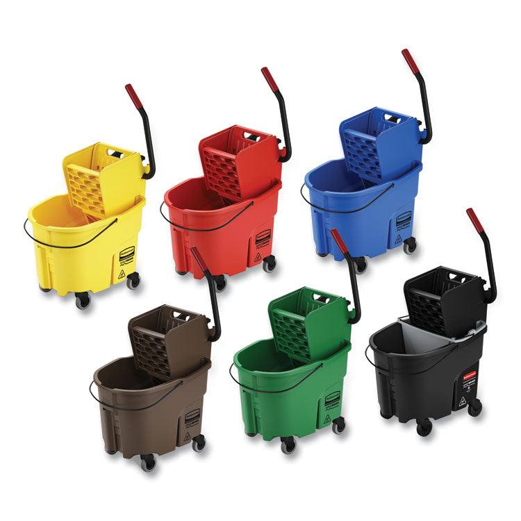 Rubbermaid® Commercial WaveBrake 2.0 Bucket/Wringer Combos, Down-Press, 35 qt, Plastic, Red (RCPFG757888RED) Each