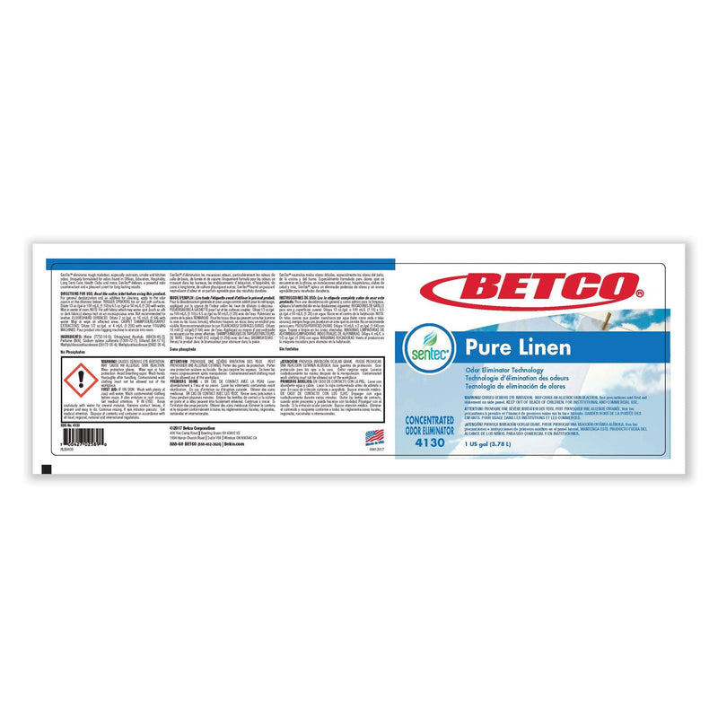 Betco® SenTec Pure Linen Concentrate Odor Eliminator, Pure Linen Scent, 2 L Bottle, 2/Carton (BET4130B200) Case of 2