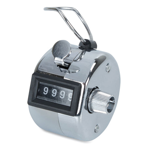 COSCO Crowd Control Hand Tally Counter, Registers 0-9999, Chrome (CSC065118) Each