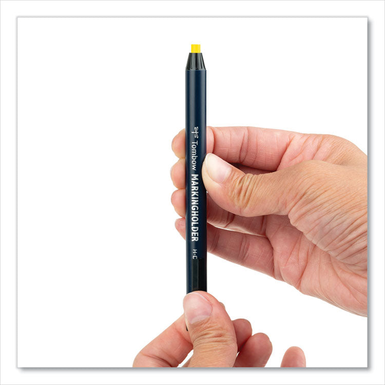 Tombow® Wax-Based Marking Pencil, 4.4 mm, Yellow Wax, Navy Blue Barrel, 10/Box (TOM51534) Box of 10