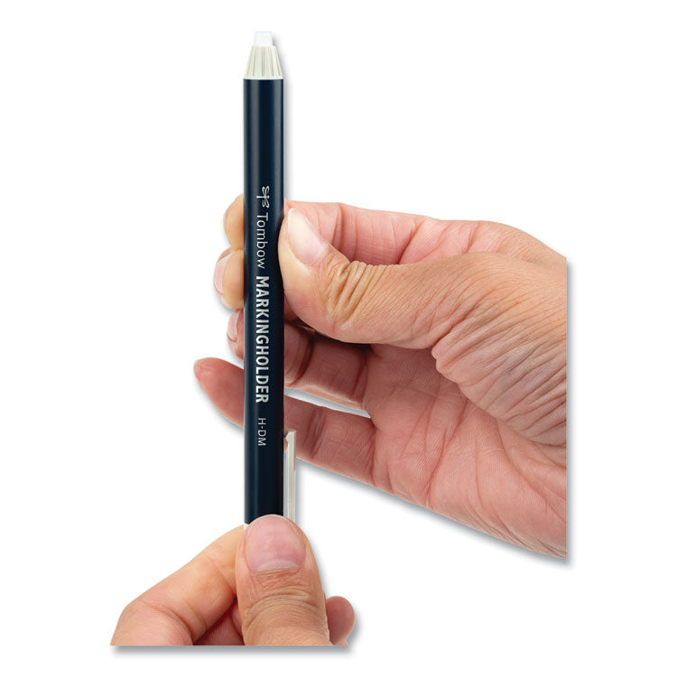 Tombow® Wax-Based Marking Pencil, 4.4 mm, White Wax, Navy Blue Barrel, 10/Box (TOM51535) Box of 10