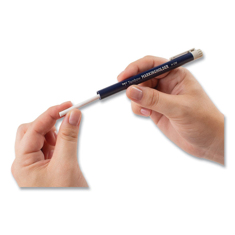 Tombow® Wax-Based Marking Pencil, 4.4 mm, White Wax, Navy Blue Barrel, 10/Box (TOM51535) Box of 10