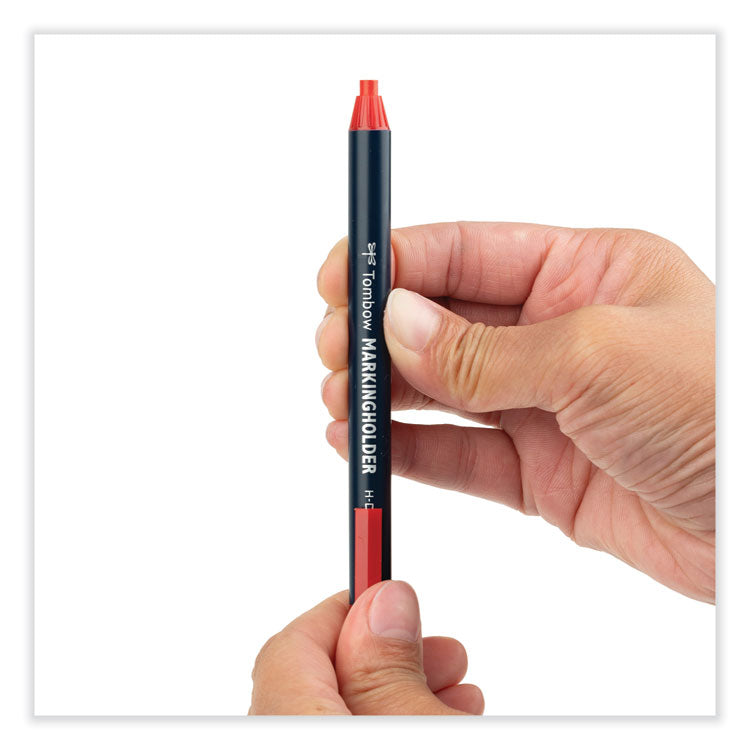 Tombow® Wax-Based Marking Pencil, 4.4 mm, Red Wax, Navy Blue Barrel, 10/Box (TOM51537) Box of 10