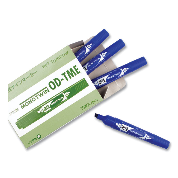 Tombow® Mono Twin Bold Permanent Marker, Fine/Broad Tips, Blue, 10/Box (TOM56648) Box of 10