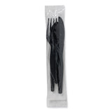 Dixie® Individually Wrapped Heavyweight Cutlery Set, Fork/Knife/Napkin/Spoon, Plastic, Black, 250/Carton (DXECH56NC7) Case of 250