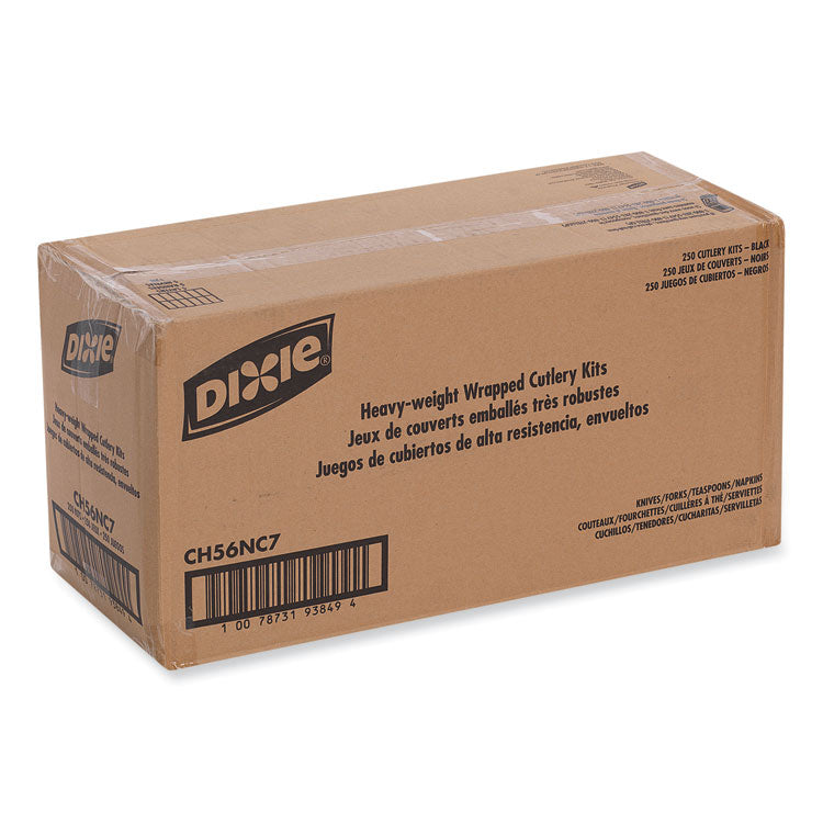 Dixie® Individually Wrapped Heavyweight Cutlery Set, Fork/Knife/Spoon/Napkin, 250/Carton (DXECH56NC7)