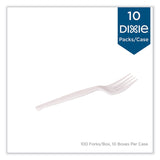 Dixie® Plastic Cutlery, Heavy Mediumweight Fork, 100/Box (DXEFM207)