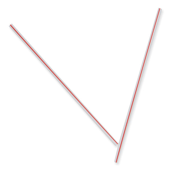 Dixie® Unwrapped Hollow Stir-Straws, 5.5", Plastic, White/Red Stripe, 1,000/Box, 10 Boxes/Carton (DXEHS551)