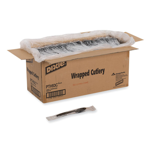 Dixie® Individually Wrapped Heavyweight Teaspoons, Polypropylene, Black, 1,000/Carton (DXEPTH53C)
