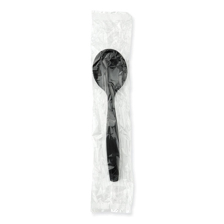 Dixie® Individually Wrapped Heavyweight Soup Spoons, Polystyrene, Black, 1,000/Carton (DXESH53C7) Case of 1000