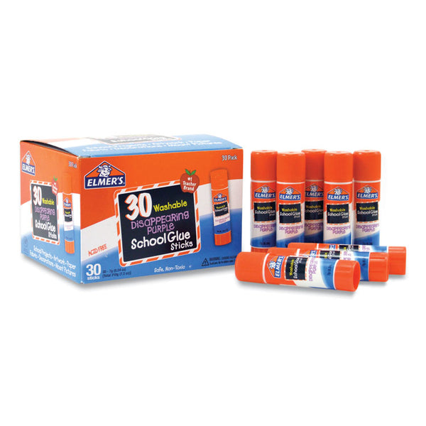 Elmer's® Disappearing Purple School Glue Stick, 0.24 oz, Dries Clear, 30/Box (EPI2159542) Pack of 30