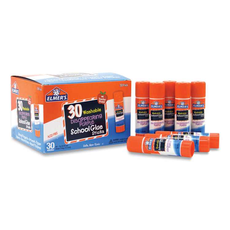Elmer's® Disappearing Purple School Glue Stick, 0.24 oz, Dries Clear, 30/Box (EPI2159542) Pack of 30