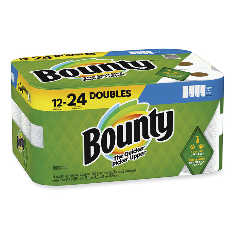 Bounty® Select-a-Size Kitchen Roll Paper Towels, 2-Ply, 5.9 x 11, White, 90 Sheets/Double Roll, 12 Rolls/Carton (PGC08664)