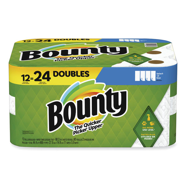 Bounty® Select-a-Size Kitchen Roll Paper Towels, 2-Ply, 5.9 x 11, White, 90 Sheets/Double Roll, 12 Rolls/Carton (PGC08664)