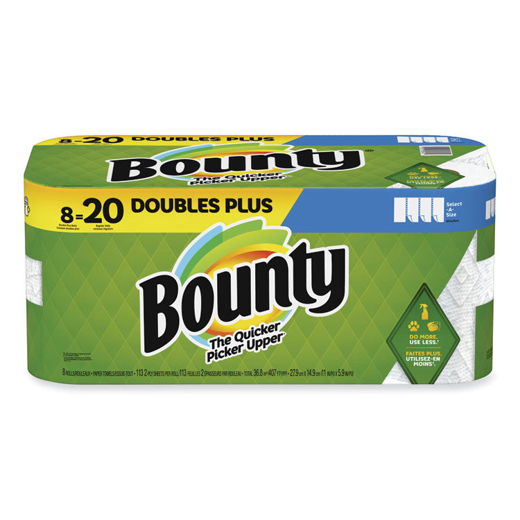 Bounty® Select-a-Size Kitchen Roll Paper Towels, 2-Ply, 5.9 x 11, White, 113 Sheets/Double Plus Roll, 8 Rolls/Pack (PGC05814)