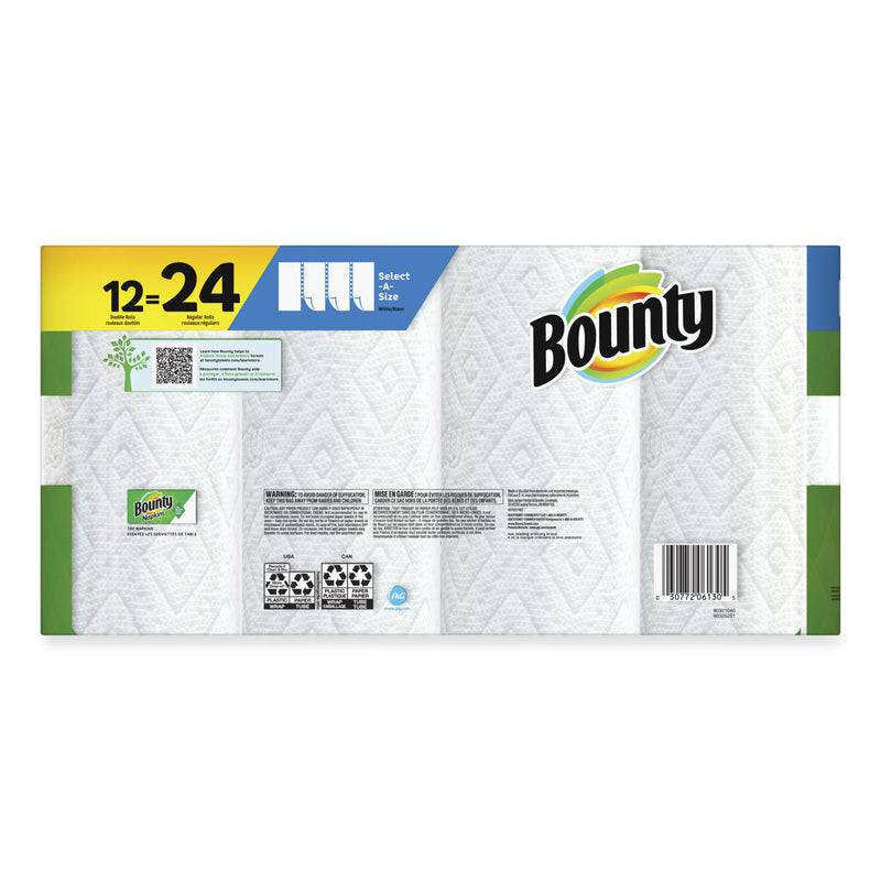 Bounty Select-a-Size Kitchen Roll Paper Towels, 2-Ply, 5.9 x 11, White, 90 Sheets/Double Roll, 12 Rolls/Carton (PGC15705) Case of 12