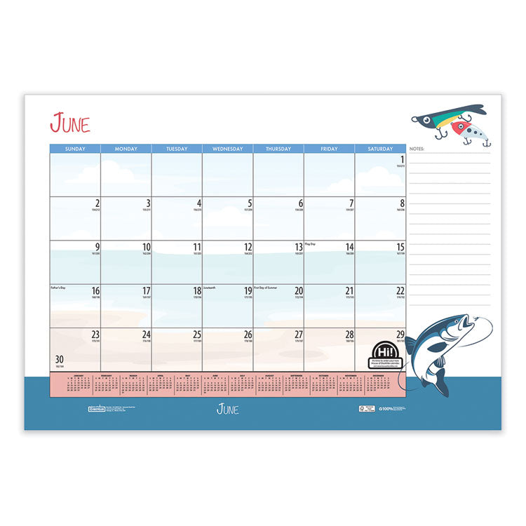 House of Doolittle™ Academic Year Recycled Desk Pad Calendar, Illustrated Seasons Artwork, 22 x 17, Black Binding, 12-Month (July-June):2025-2026 (HOD1395) Each
