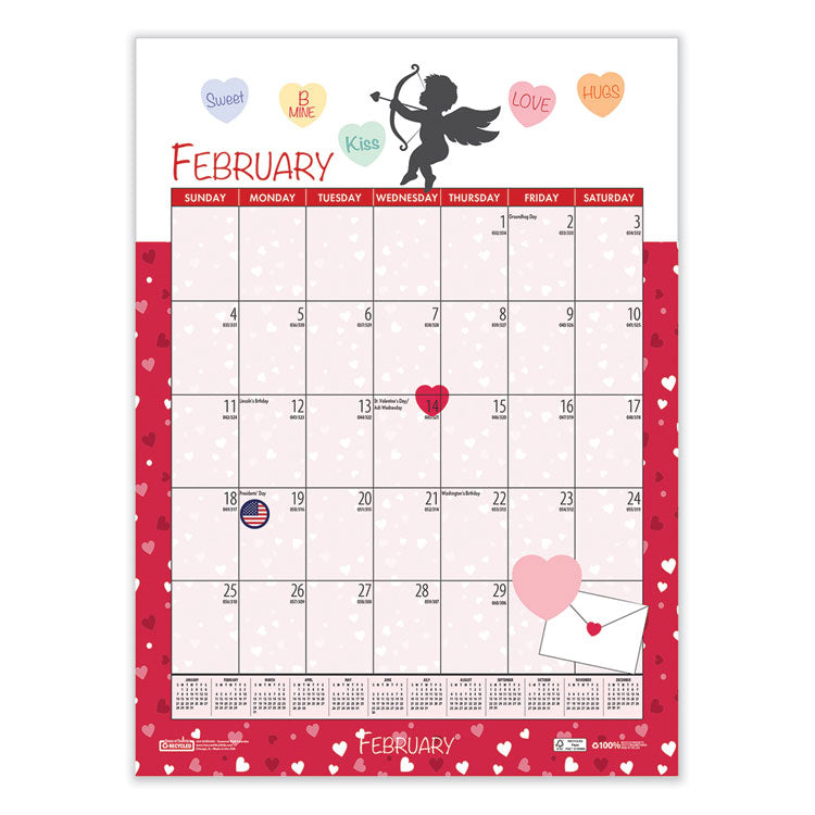 House of Doolittle™ Academic Year Recycled Seasonal Wall Calendar, Illustrated Seasons Artwork, 12 x 16.5, 12-Month (July to June): 2025 to 2026 (HOD3395) Each