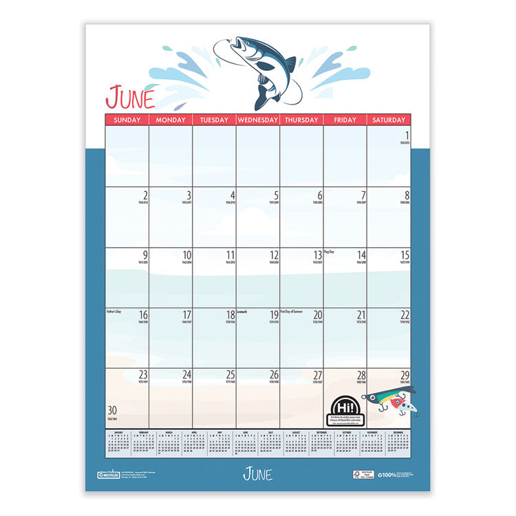 House of Doolittle™ Academic Year Recycled Seasonal Wall Calendar, Illustrated Seasons Artwork, 12 x 16.5, 12-Month (July to June): 2025 to 2026 (HOD3395) Each
