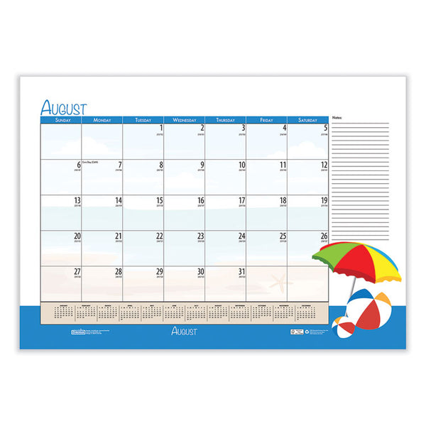 House of Doolittle™ Academic Year Recycled Desk Pad Calendar, Illustrated Seasons Artwork, 22 x 17, Black Binding, 12-Month (July-June):2025-2026 (HOD1395) Each