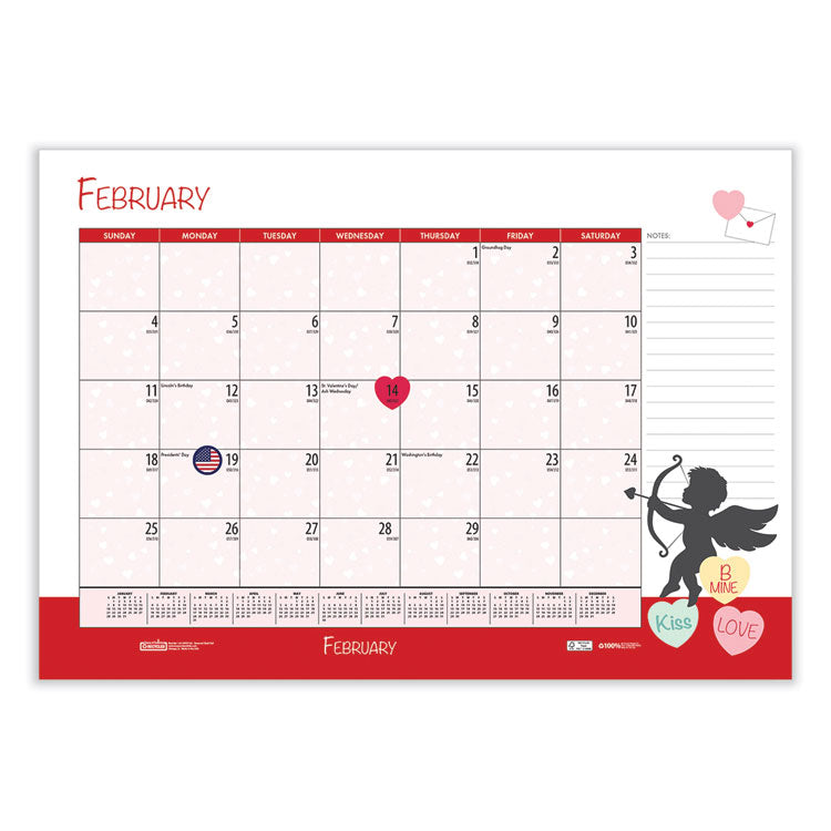 House of Doolittle™ Academic Year Recycled Desk Pad Calendar, Illustrated Seasons Artwork, 22 x 17, Black Binding, 12-Month (July-June):2025-2026 (HOD1395) Each