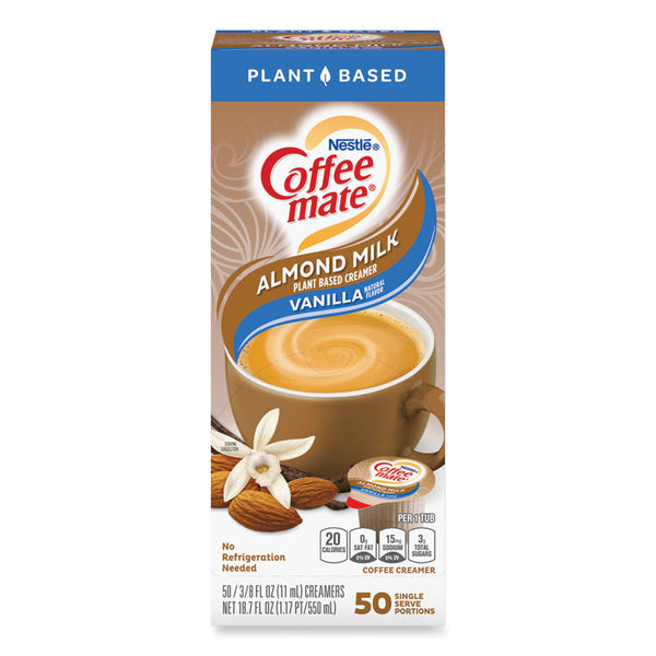 Coffee mate® Plant-Based Almond Milk Non-Dairy Liquid Creamer Singles, Natural Vanilla, 0.38 oz Tubs, 200/Carton (NES42258CT) Case of 200