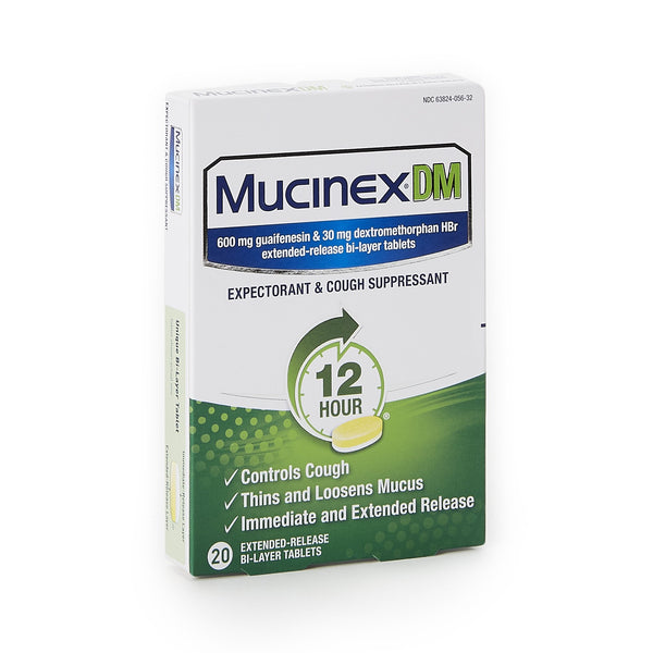 Mucinex® DM Cold and Cough Relief 600 mg - 30 mg Strength Tablet 20 per Box (718856_BX) 20/BX