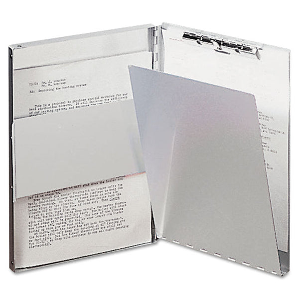 Saunders Snapak Aluminum Side-Open Forms Folder, 0.5" Clip Capacity, Holds 8.5 x 14 Sheets, Silver (SAU10519) Each