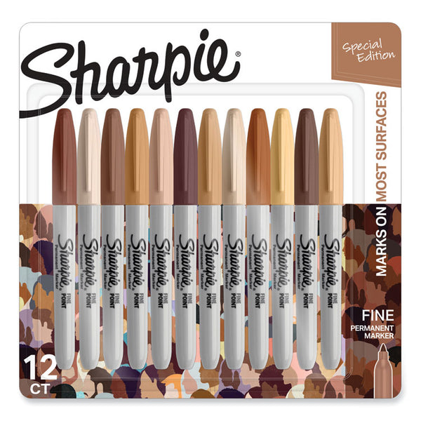 Sharpie® Fine Tip Permanent Marker, Portrait Colors, Fine Bullet Tip, Assorted, 12/Pack (SAN2154107)
