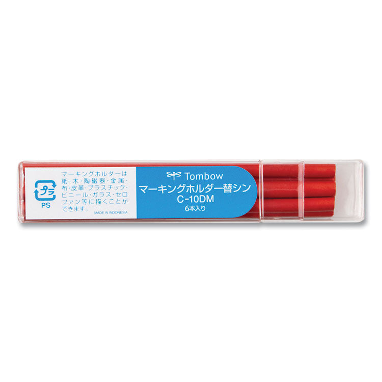 Tombow® Mechanical Wax-Based Marking Pencil Refills, 4.4 mm, Red, 10/Box (TOM51541) Box of 10