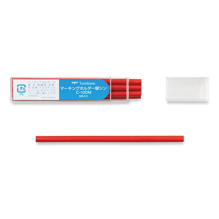 Tombow® Mechanical Wax-Based Marking Pencil Refills, 4.4 mm, Red, 10/Box (TOM51541) Box of 10