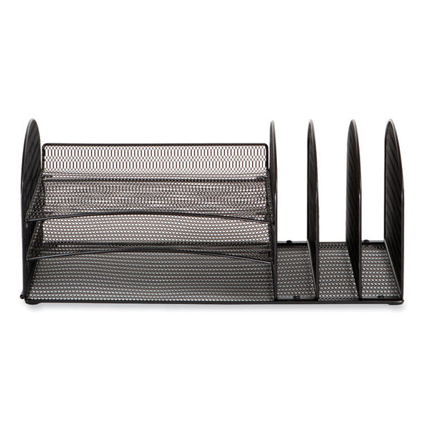 Safco® Onyx Mesh Desk Organizer w/3 Horizontal and Upright Sections, Letter Size, 19.62 x 11.32 x 8.5, Black, Ships in 1-3 Bus Days (SAF3213BLKD) Each