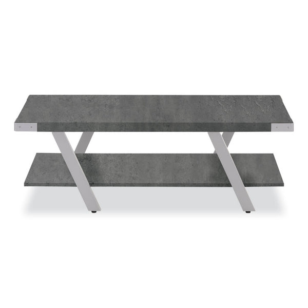 Safco® Coffee Table, Rectangular. 48 x 23.75 x 16, Stone Gray Top, Silver Base, Ships in 1-3 Business Days (SAFMRCFTSGY)