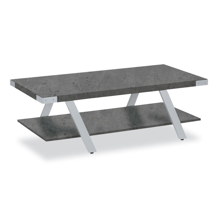 Safco® Coffee Table, Rectangular. 48 x 23.75 x 16, Stone Gray Top, Silver Base, Ships in 1-3 Business Days (SAFMRCFTSGY) Each