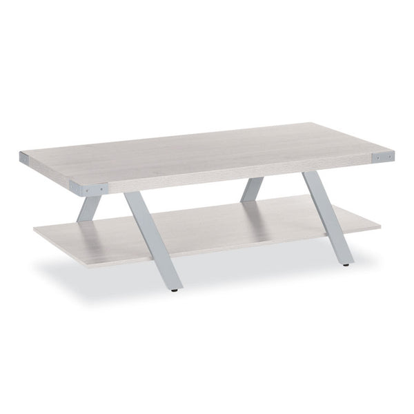 Safco® Coffee Table, Rectangular, 51 x 23.78 x 16, White Ash Top, Silver Base , Ships in 1-3 Business Days (SAFMRCFTWAH)