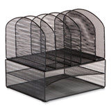 Safco® Onyx Mesh Desk Organizer, 2 Horizontal/6 Upright Sections, Letter Size, 13.25 x 11.32 x 13.32, Black, Ships in 1-3 Bus Days (SAF3214BLKD) Each